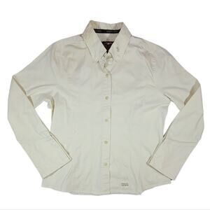 Harley Davidson cream fitted button up shirt women's sz L